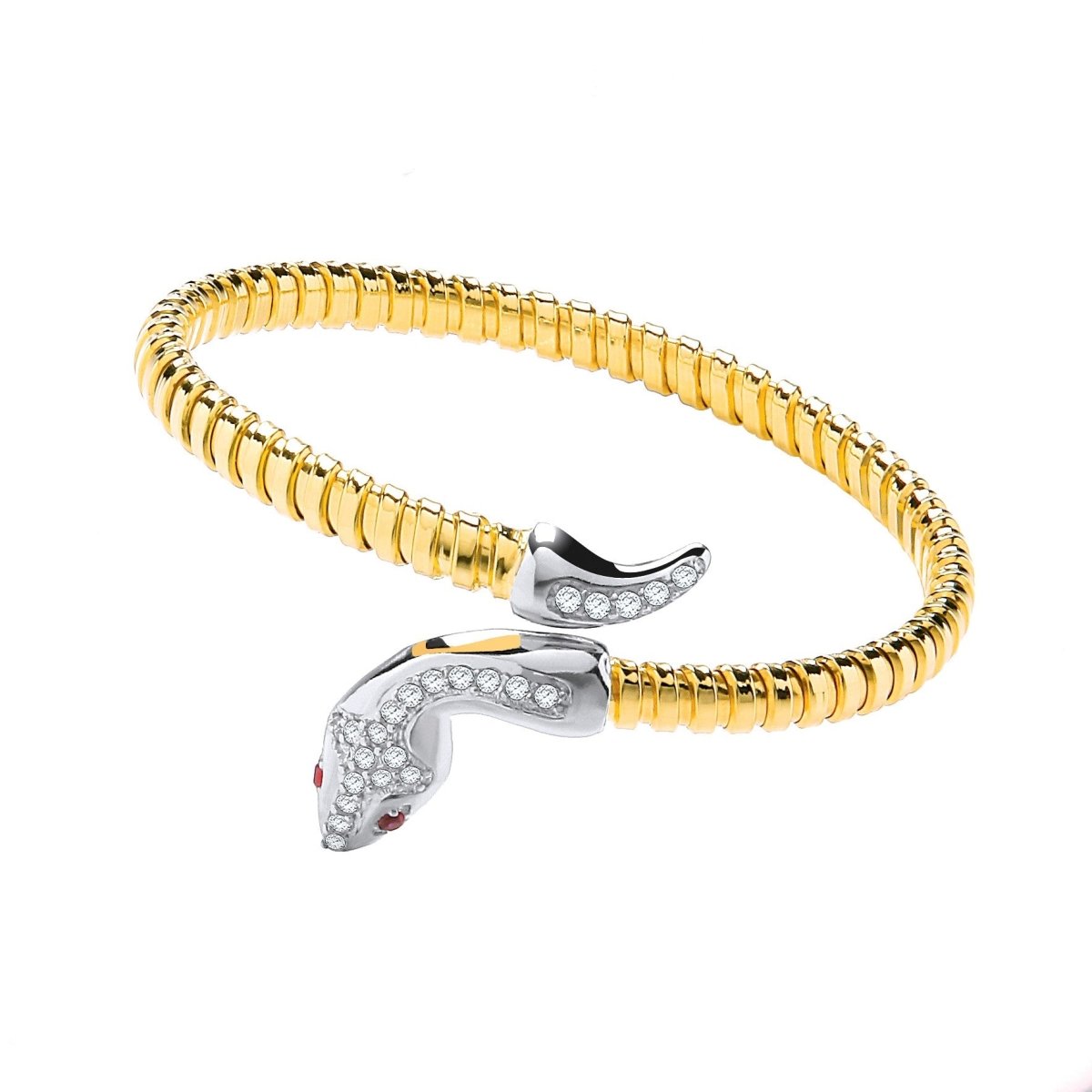 Sterling Silver & Gold Vermeil Snake Flexi Bangle - Samuel Perry