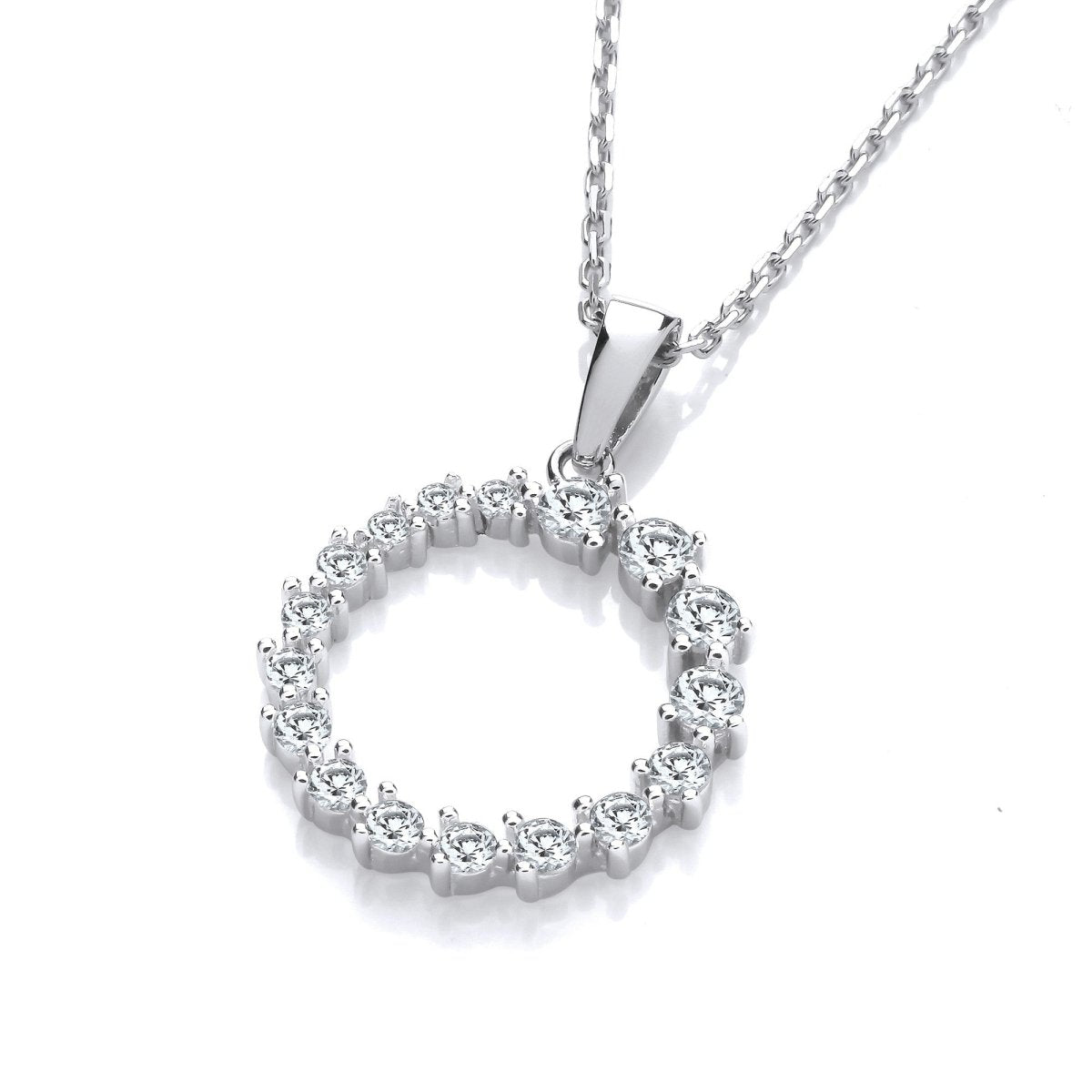 Sterling Silver Graduated Circle CZ Necklace - Samuel Perry