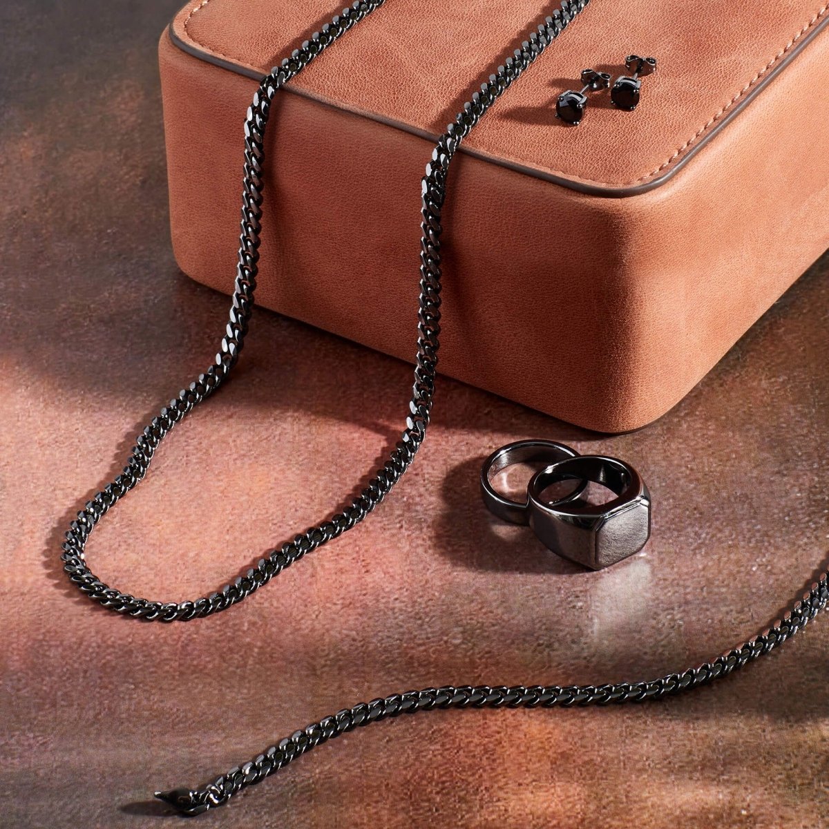 Sterling Silver Gunmetal 5mm Cuban Bracelet - Samuel Perry