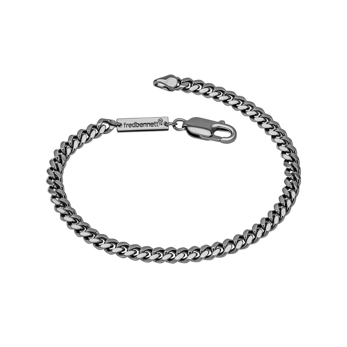 Sterling Silver Gunmetal 5mm Cuban Bracelet - Samuel Perry