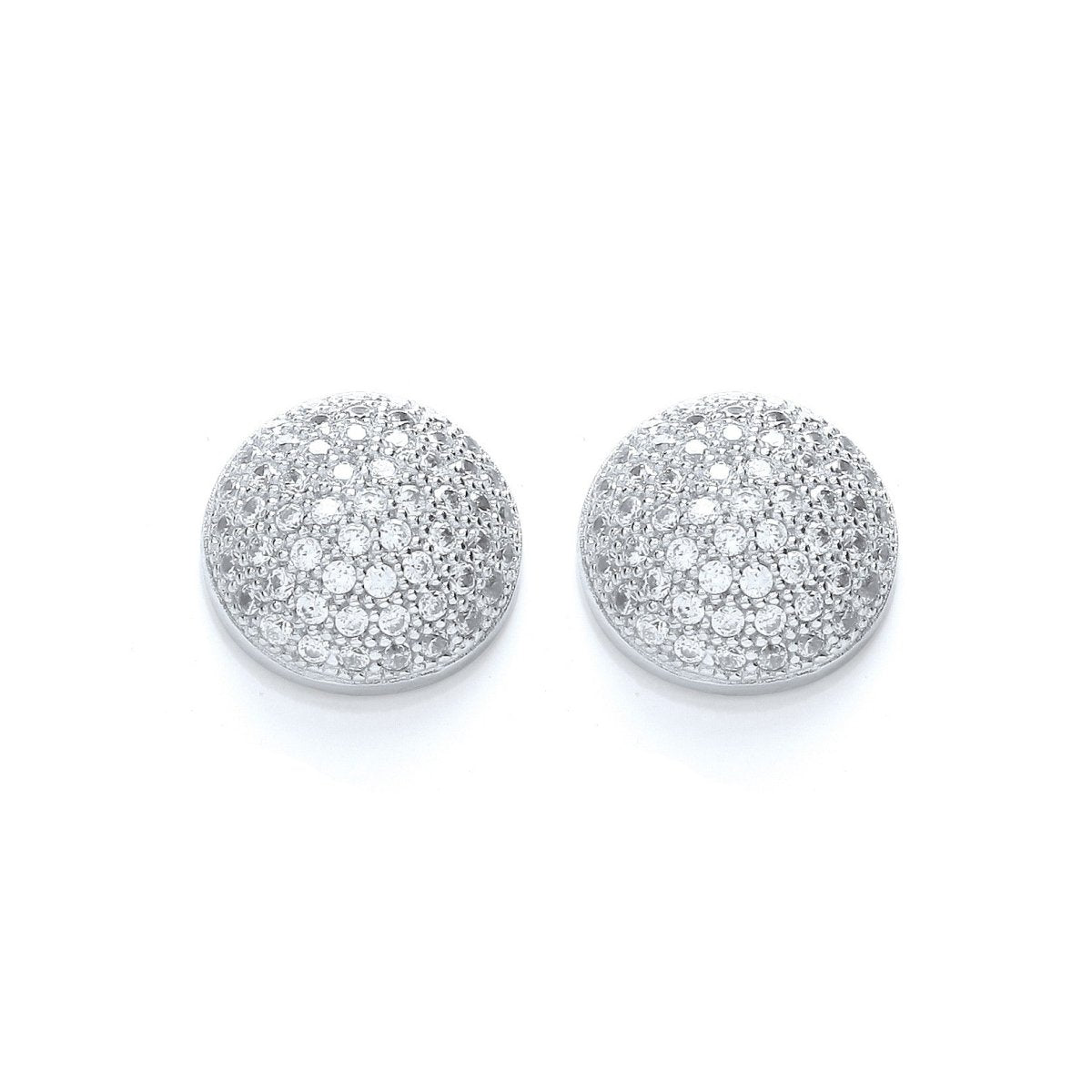 Sterling Silver Half Ball CZ Stud Earrings - Samuel Perry