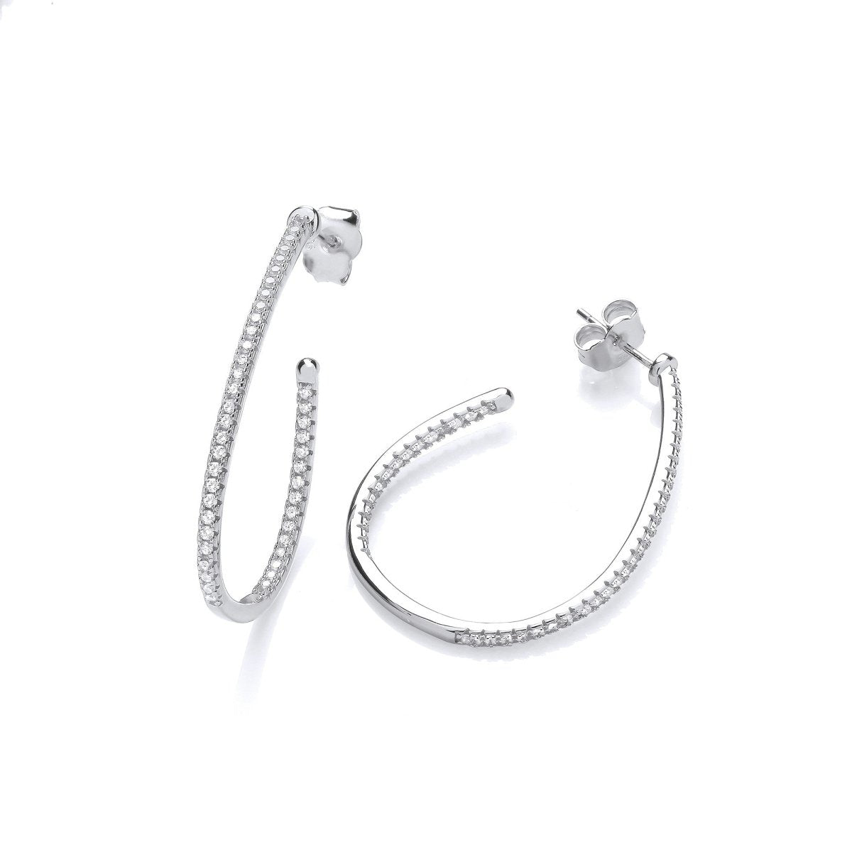 Sterling Silver Half Hoop CZ Earrings - Samuel Perry