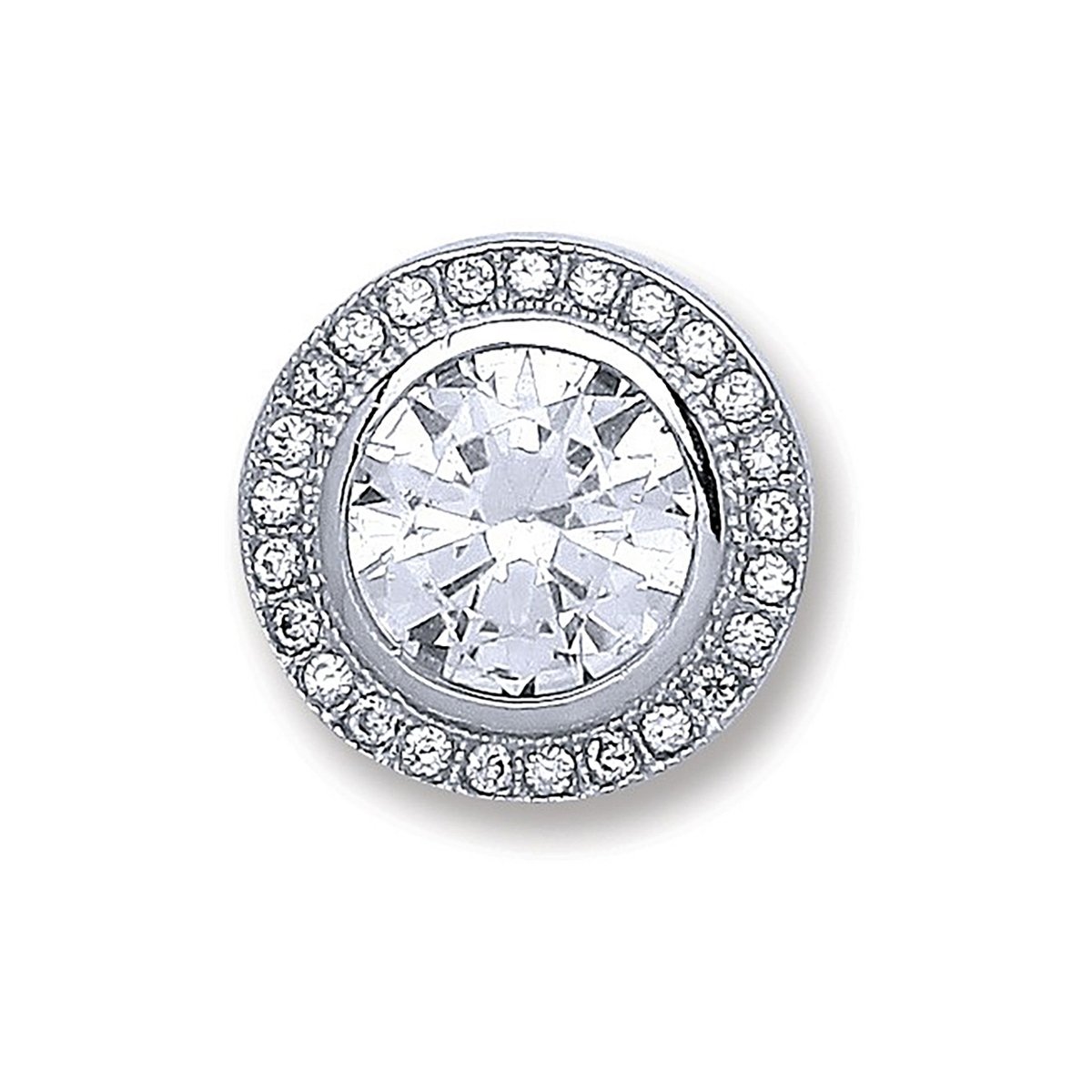 Sterling Silver Halo CZ Pendant – Classic Brilliance - Samuel Perry