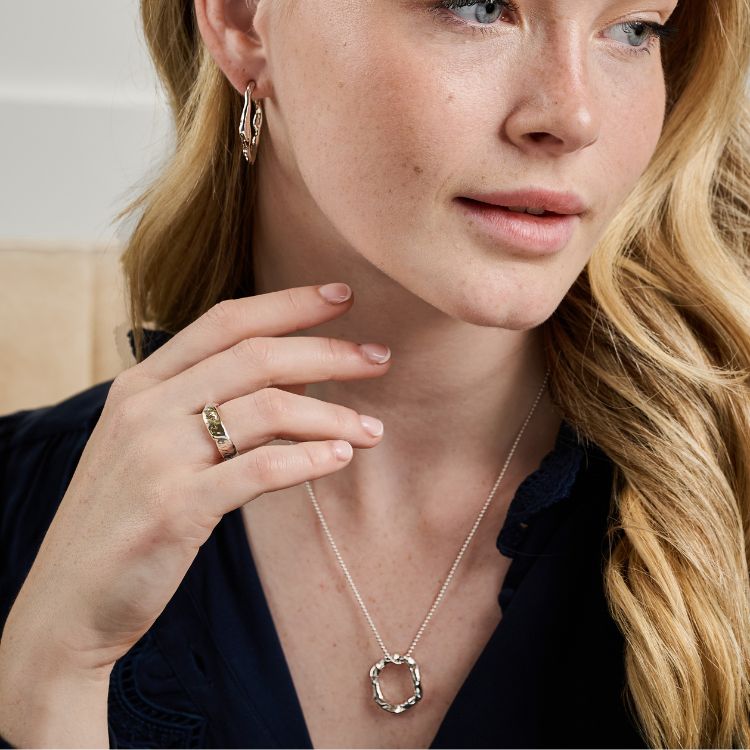 Sterling Silver Halo Necklace - Medium - Samuel Perry