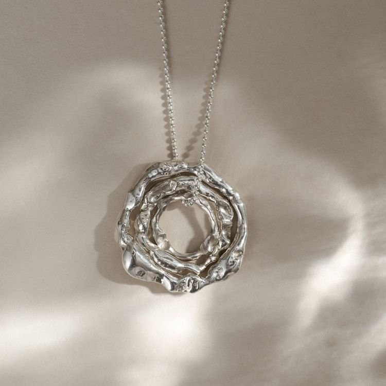 Sterling Silver Halo Necklace - Medium - Samuel Perry