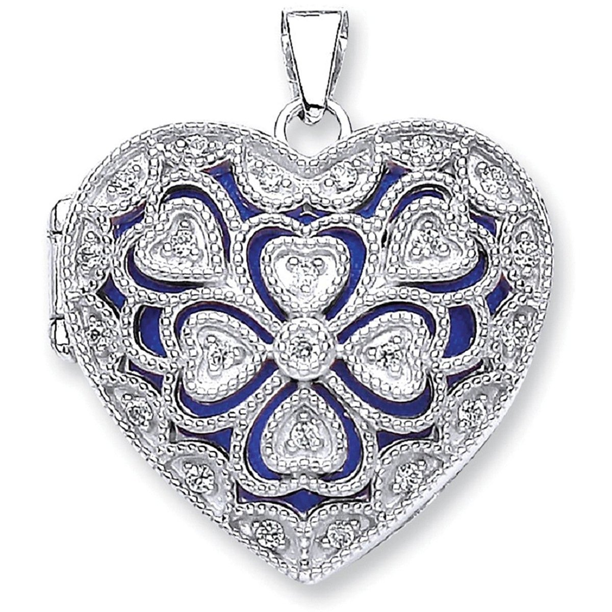 Sterling Silver Heart CZ Locket – Sparkling - Samuel Perry