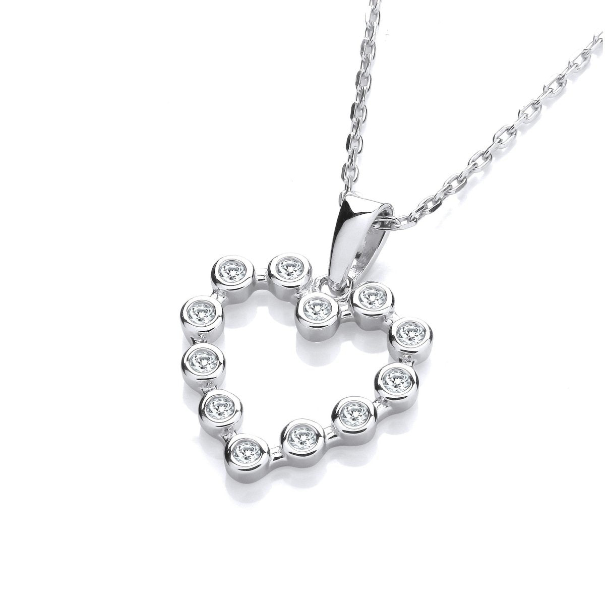 Sterling Silver Heart CZ Necklace - Samuel Perry