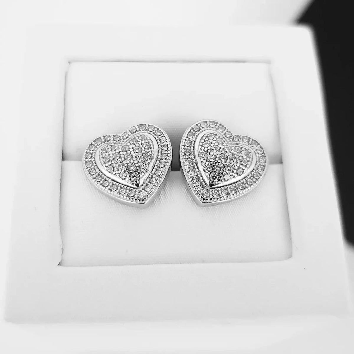 Sterling Silver Heart CZ Stud Earrings - Samuel Perry