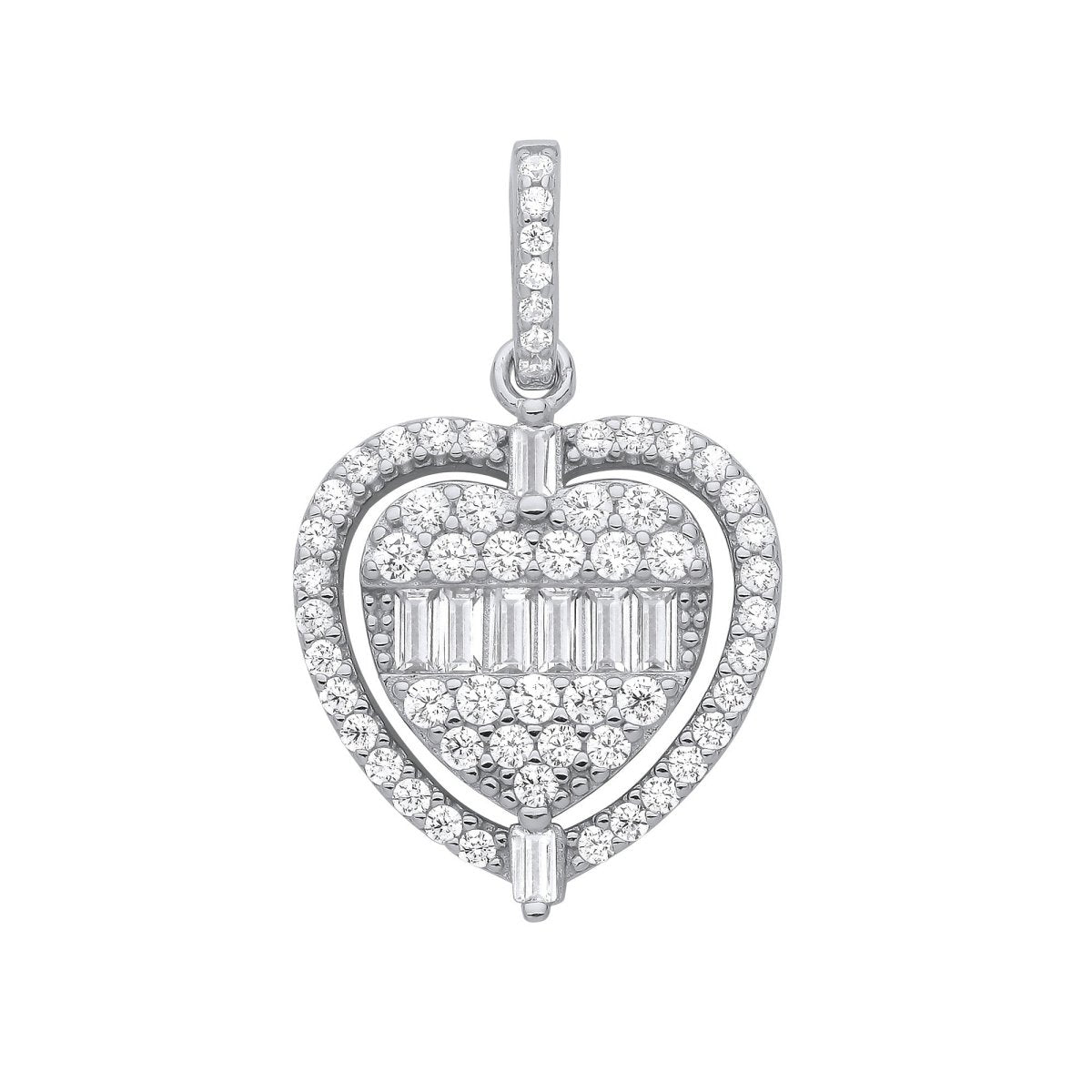 Sterling Silver Heart Halo CZ Pendant – Timeless Love & Elegance - Samuel Perry