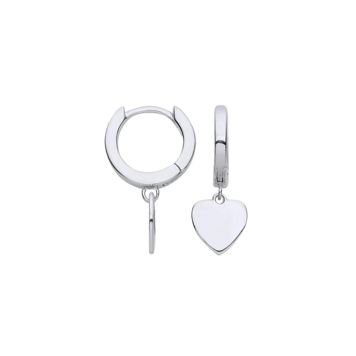 Sterling Silver Heart Hinged Huggies - Samuel Perry