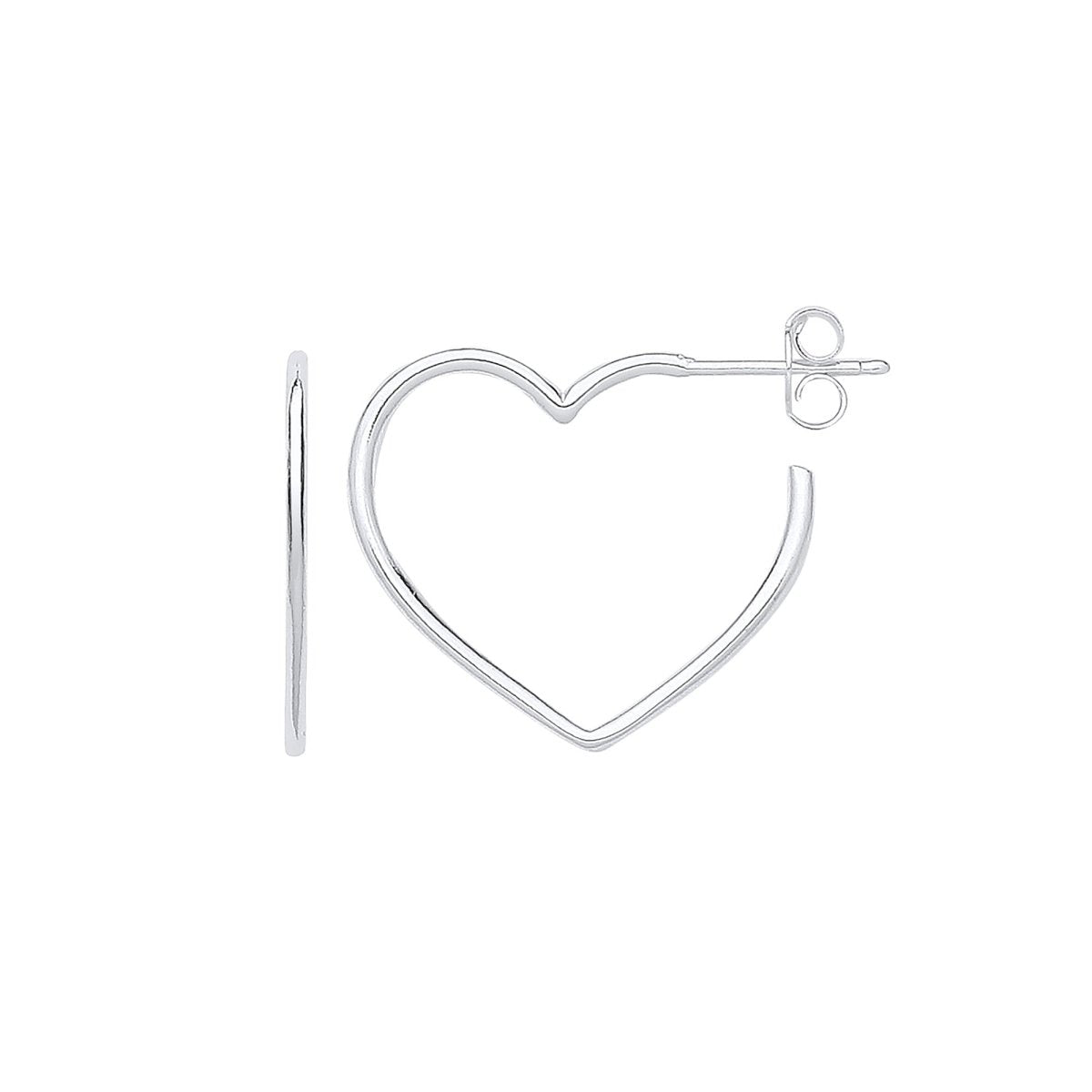 Sterling Silver Heart Hoop Earrings - Samuel Perry