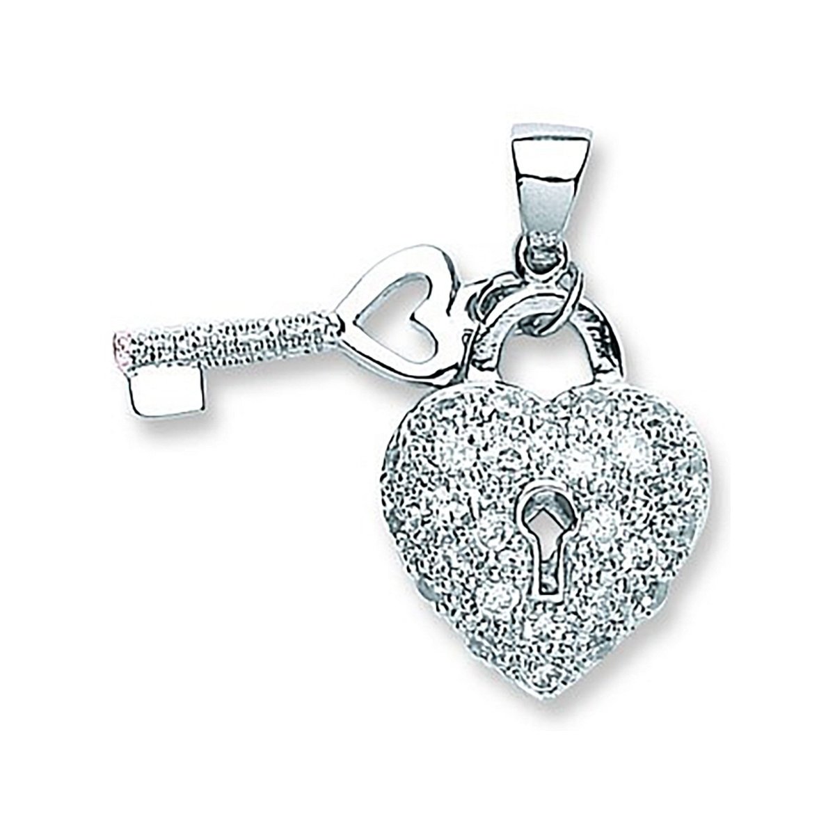Sterling Silver Heart & Key Drop Pendant – Symbolic & Elegant - Samuel Perry