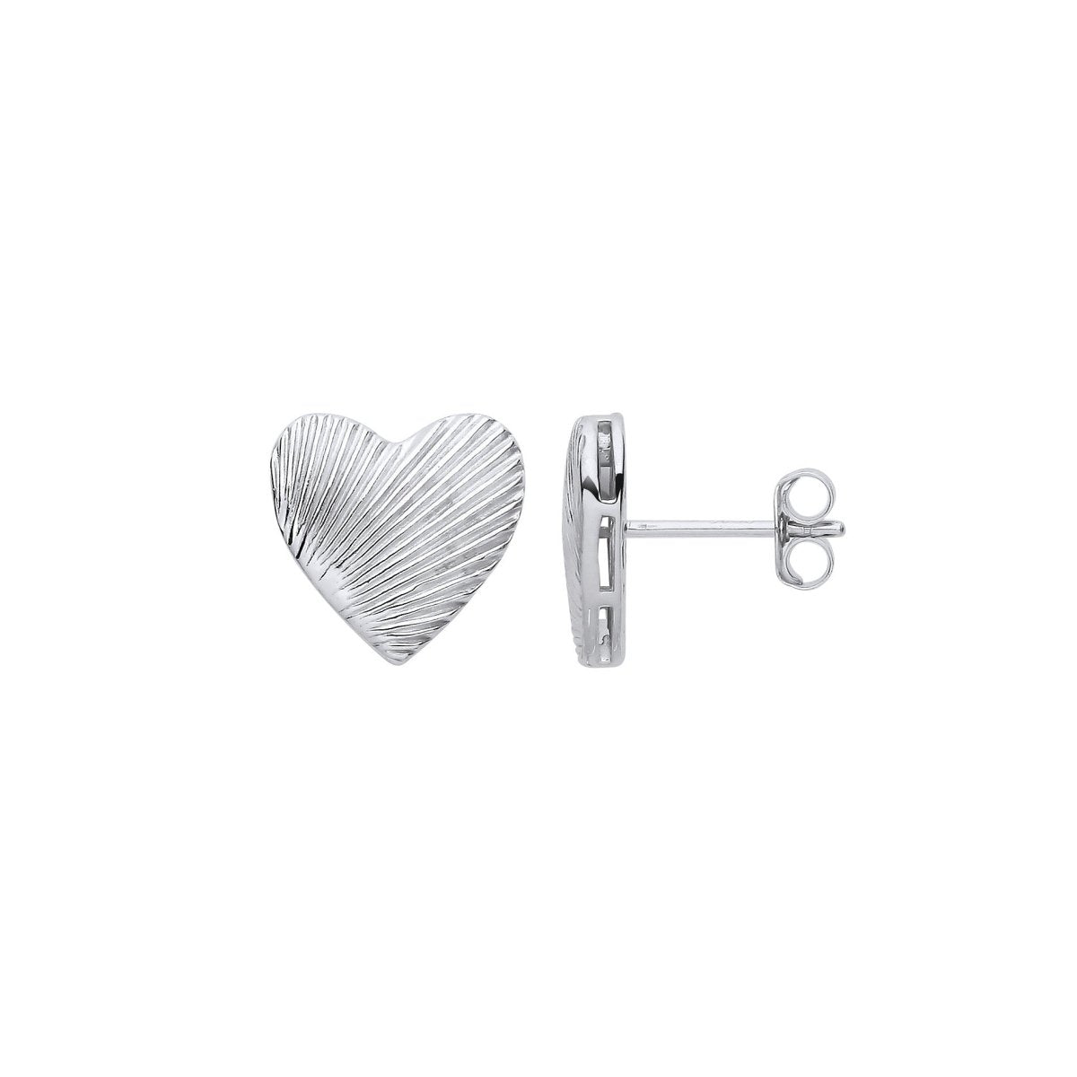 Sterling Silver Heart Studs - Samuel Perry