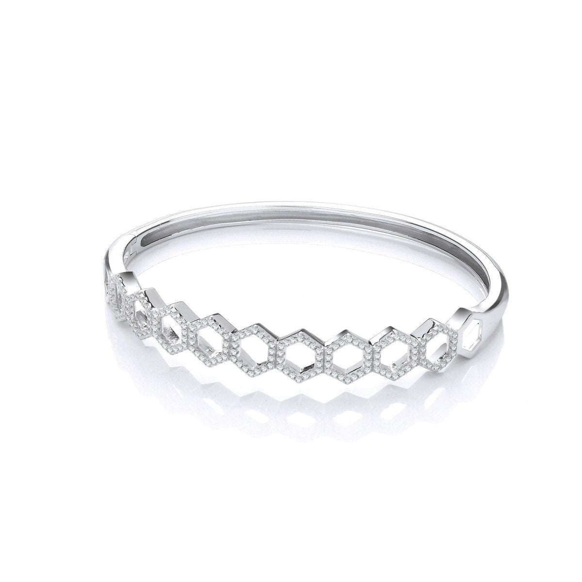 Sterling Silver Honeycomb CZ Bangle - Samuel Perry