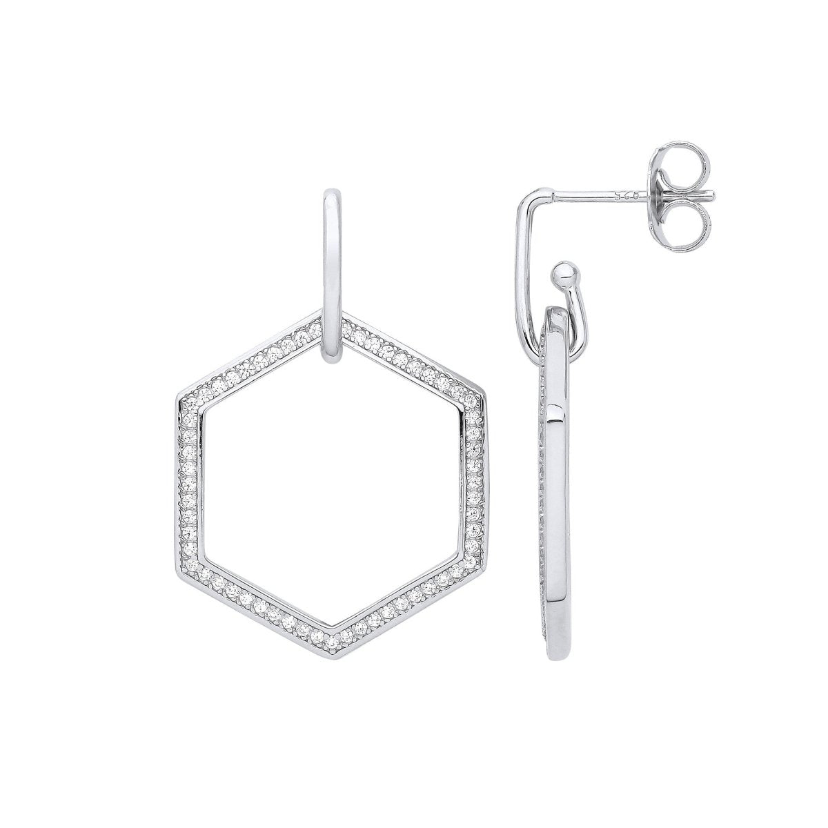 Sterling Silver Honeycomb CZ Earrings - Samuel Perry