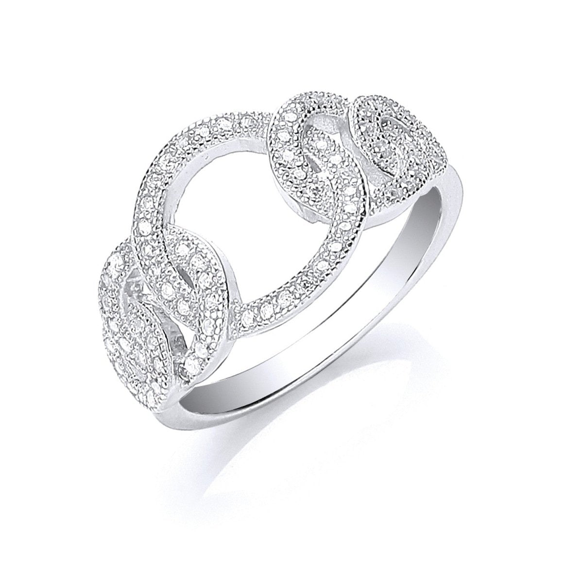 Sterling Silver Interlink Cz Ring - Samuel Perry