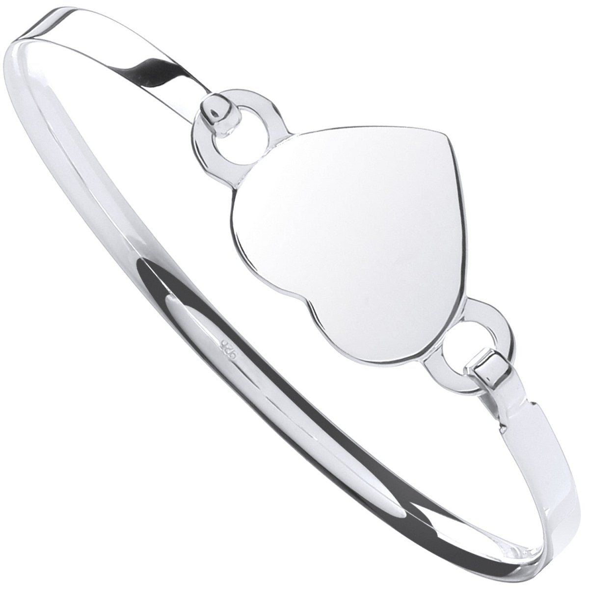 Sterling Silver Ladies Heart Bangle - Samuel Perry