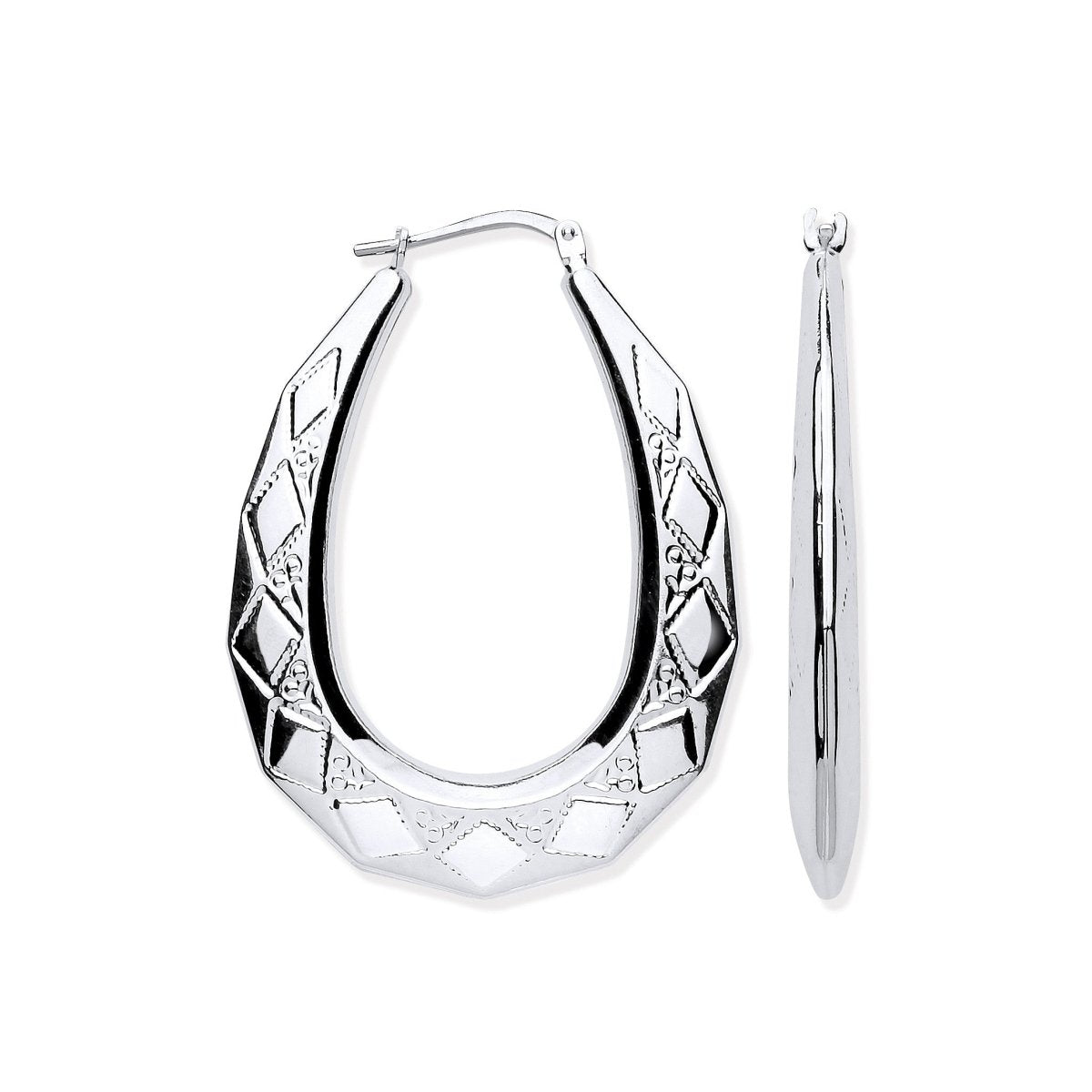 Sterling Silver Large D/C Oval Creoles - Samuel Perry