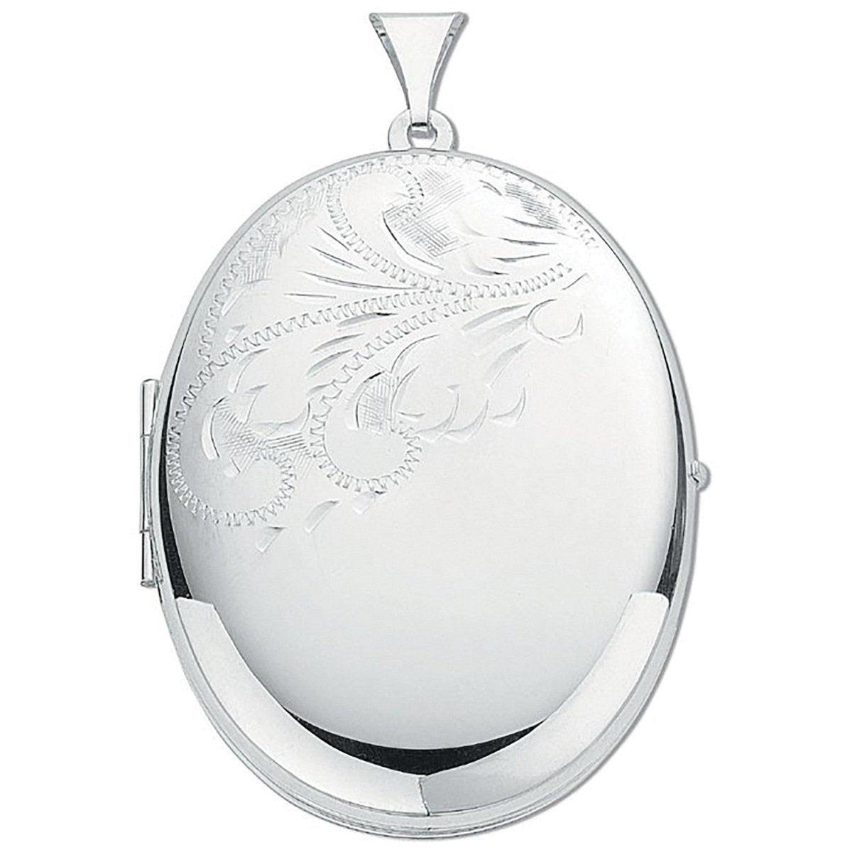Sterling Silver Large Engraved Oval Locket – Elegant & Timeless - Samuel Perry