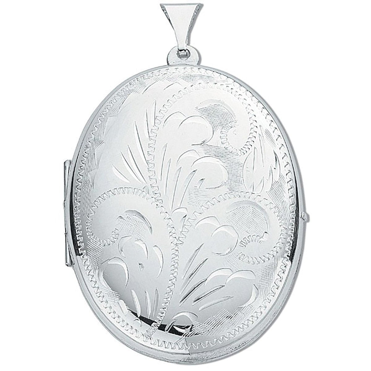 Sterling Silver Large Engraved Oval Locket – Timeless & Elegant - Samuel Perry