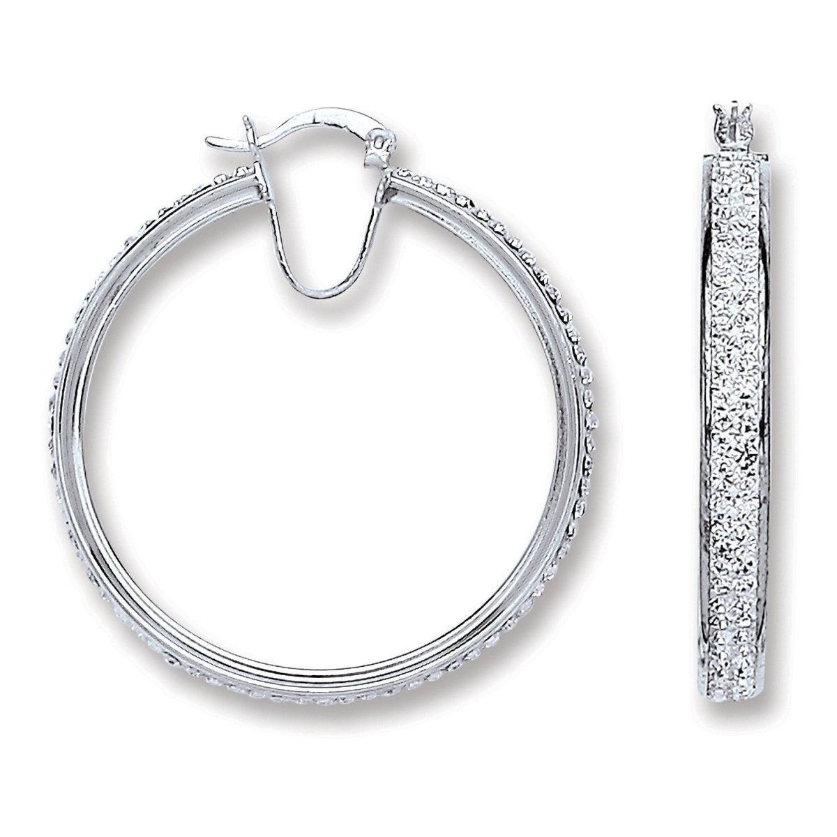 Sterling Silver Large Hoop Crystal Earrings - Samuel Perry