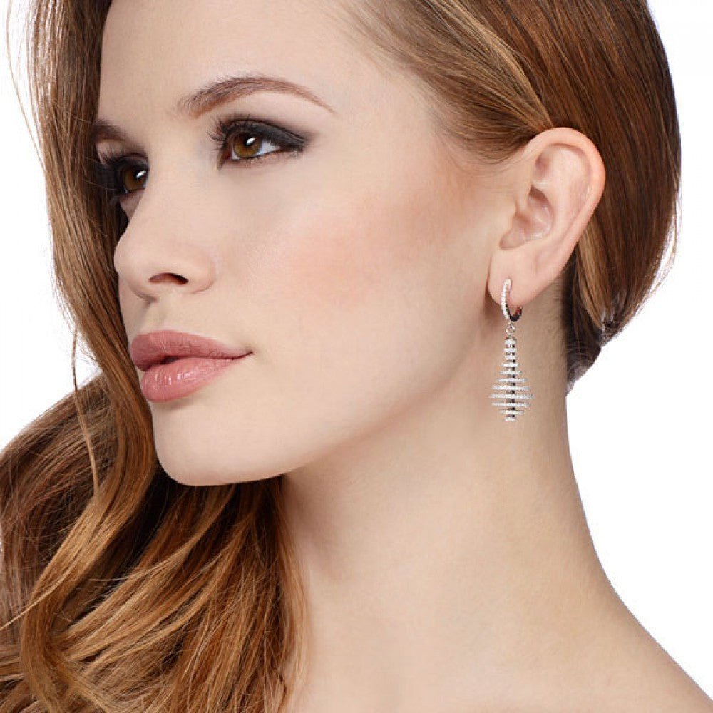 Sterling Silver Layered Teardrop CZ Hoop Earrings - Samuel Perry