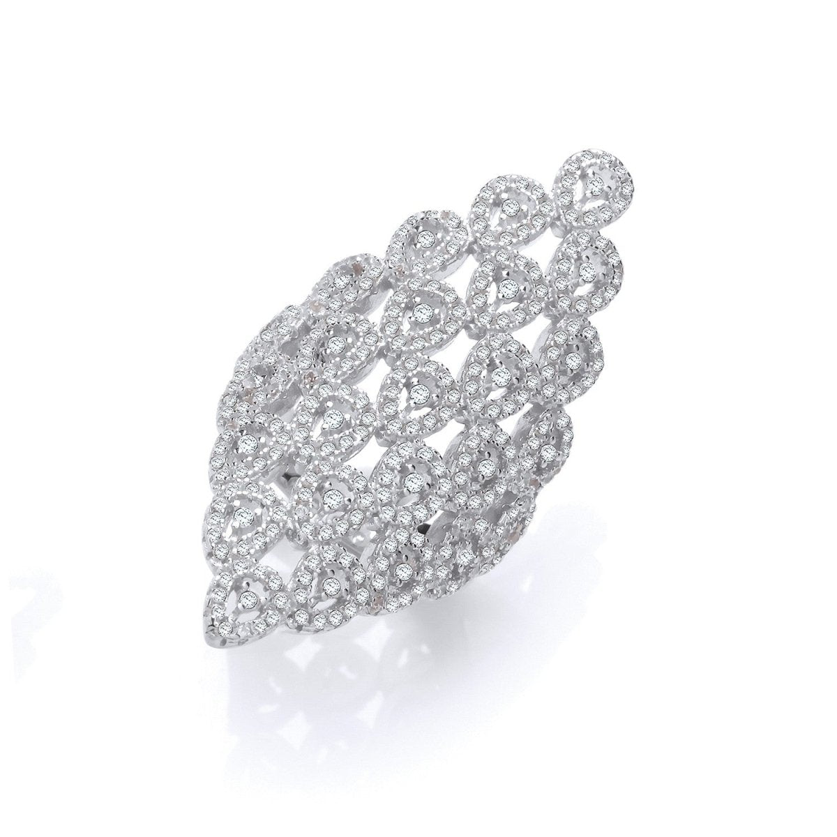 Sterling Silver Long Diamond Shape Design Cz Ring - Samuel Perry
