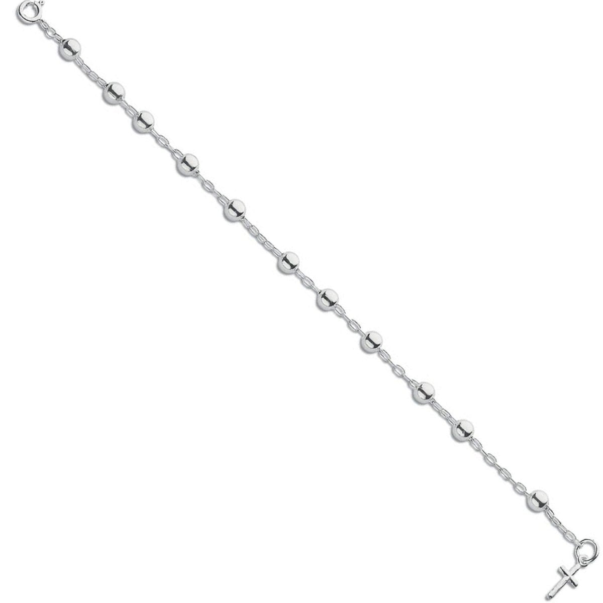 Sterling Silver Luxurious Fancy Cross Drop Bead Bracelet - Samuel Perry