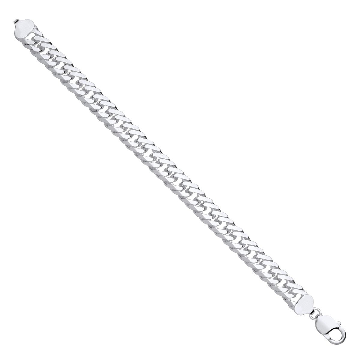 Sterling Silver Luxury 11mm Double Curb Gents Bracelet - Samuel Perry