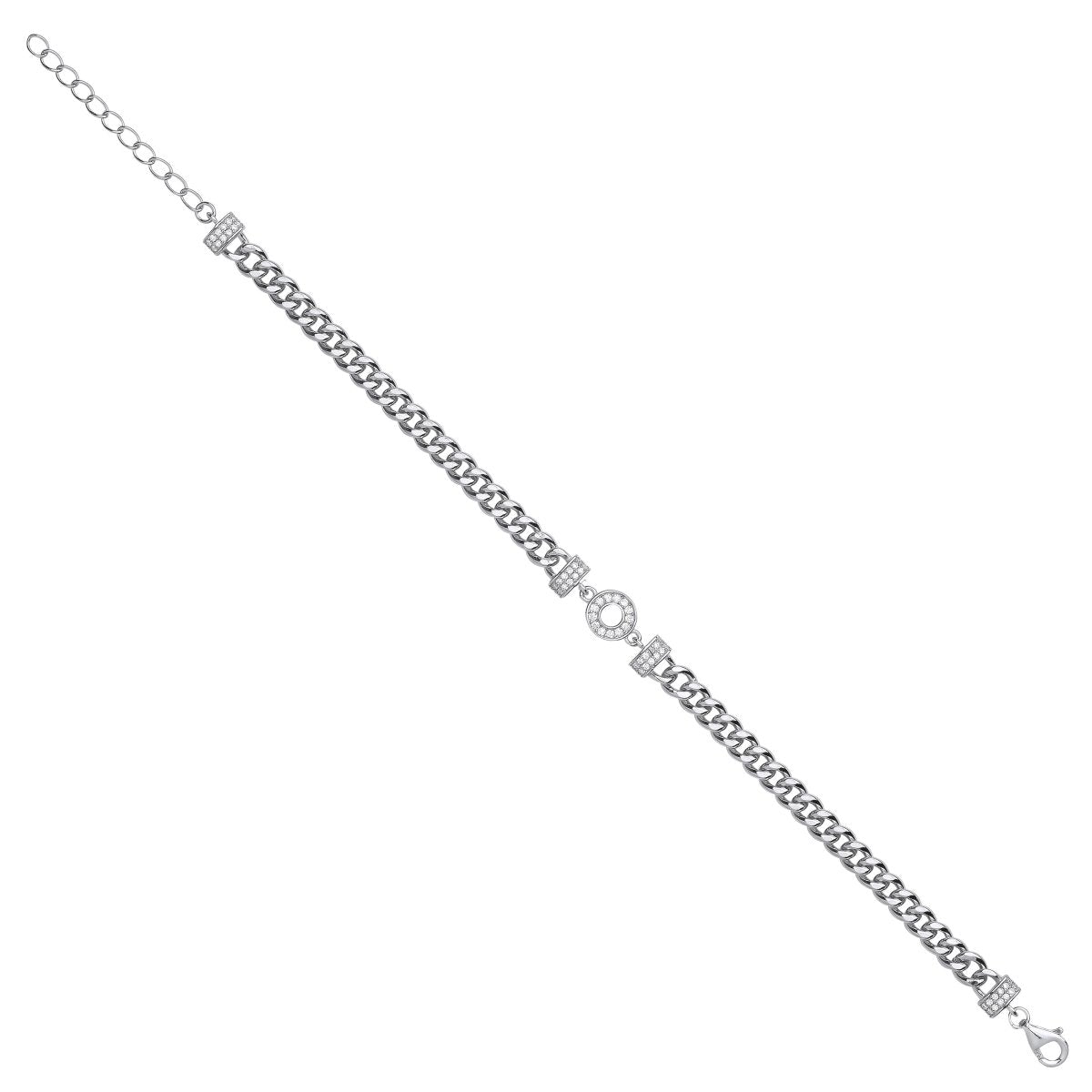 Sterling Silver Luxury Circle of Life CZ Ladies Curb Bracelet - Samuel Perry