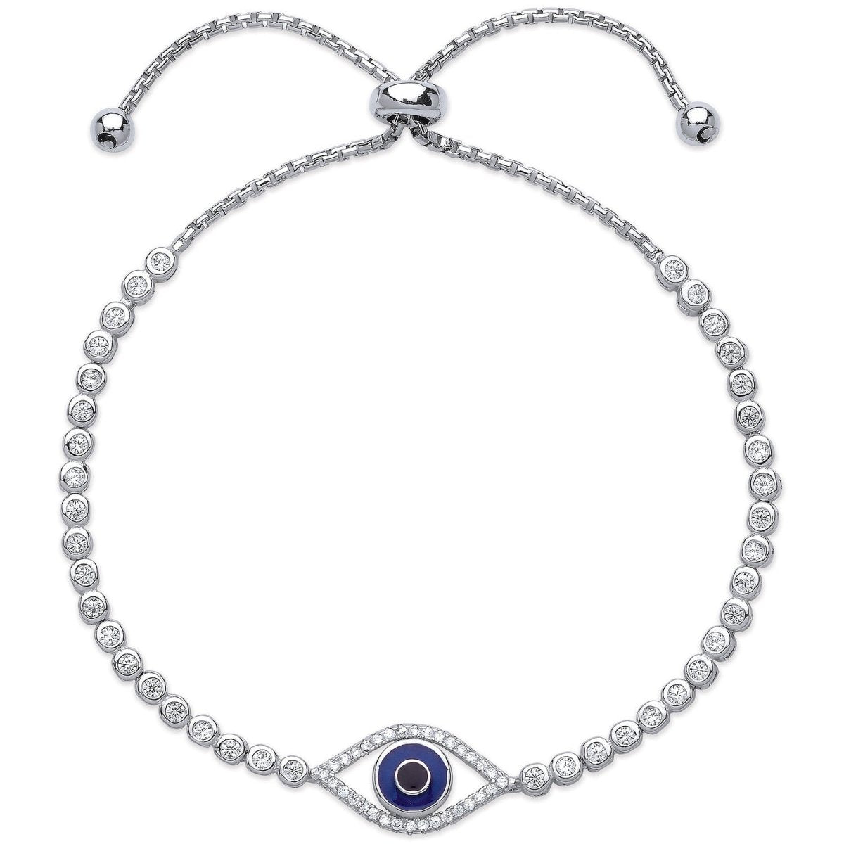 Sterling Silver Luxury Evil Eye Cz Friendship Bracelet - Samuel Perry