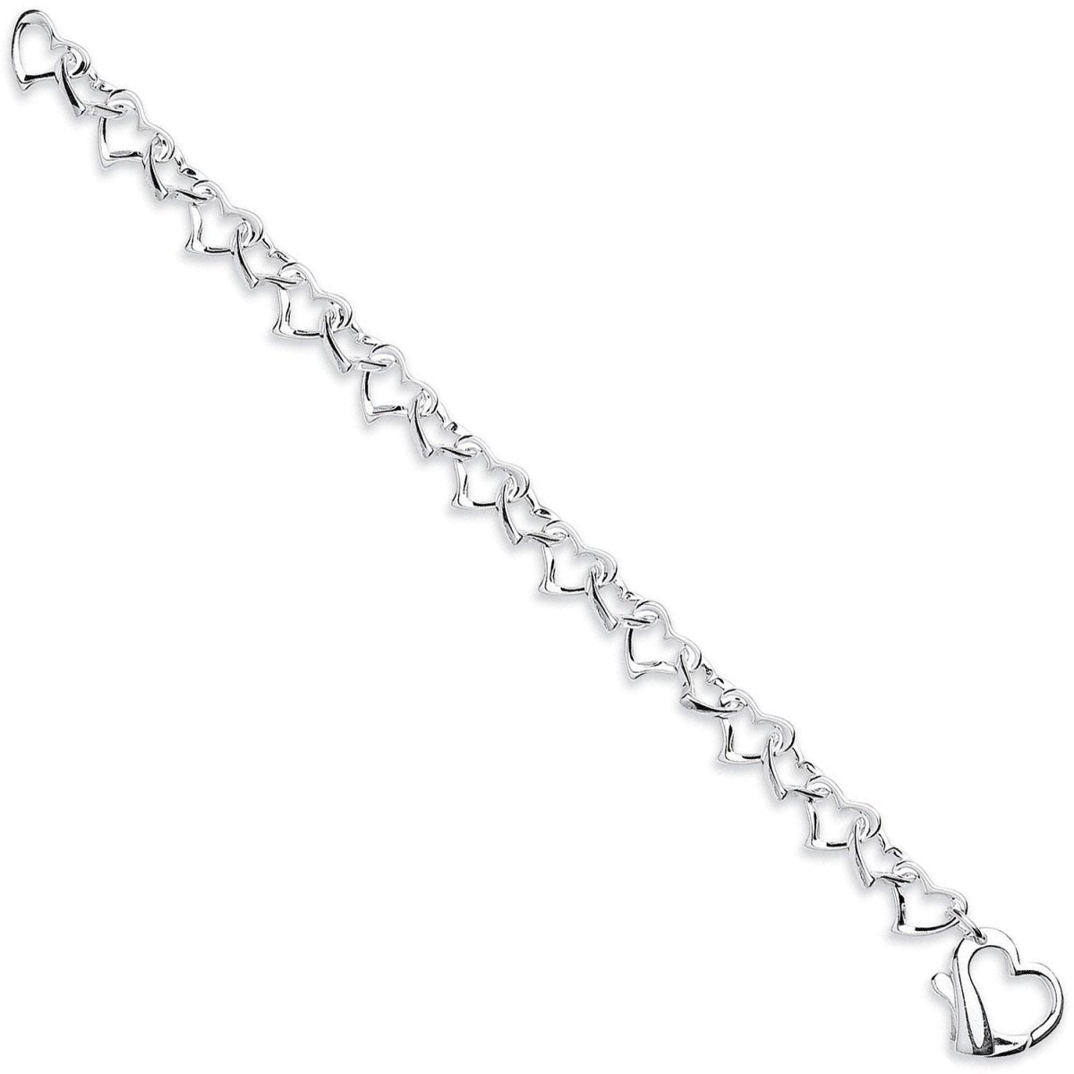 Sterling Silver Luxury Heart Link Bracelet - Samuel Perry