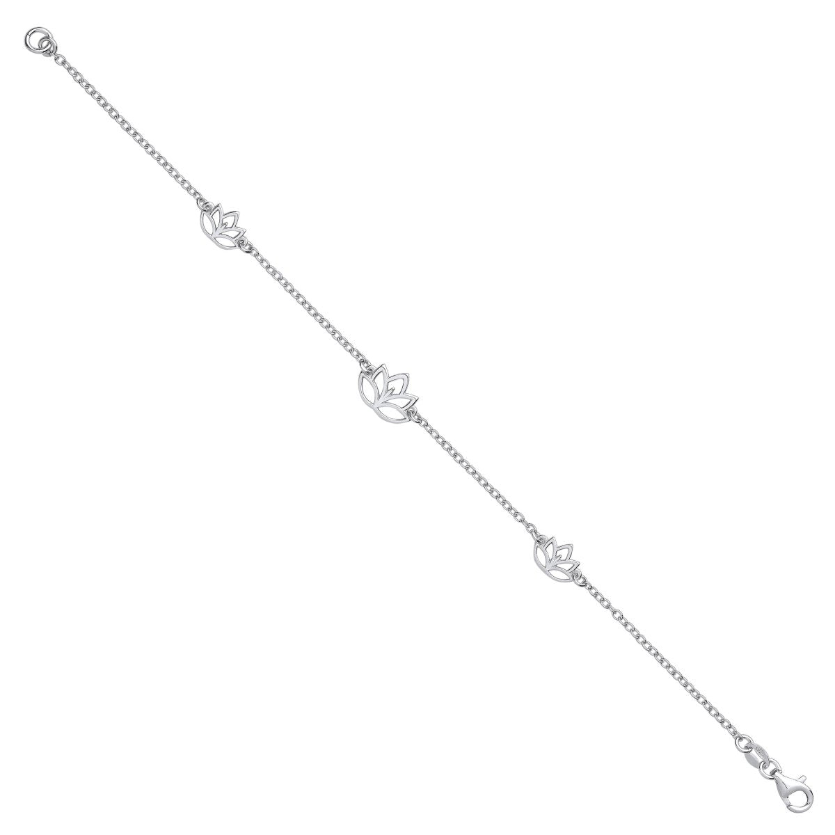 Sterling Silver Luxury Lotus Flowers Ladies Bracelet - Samuel Perry