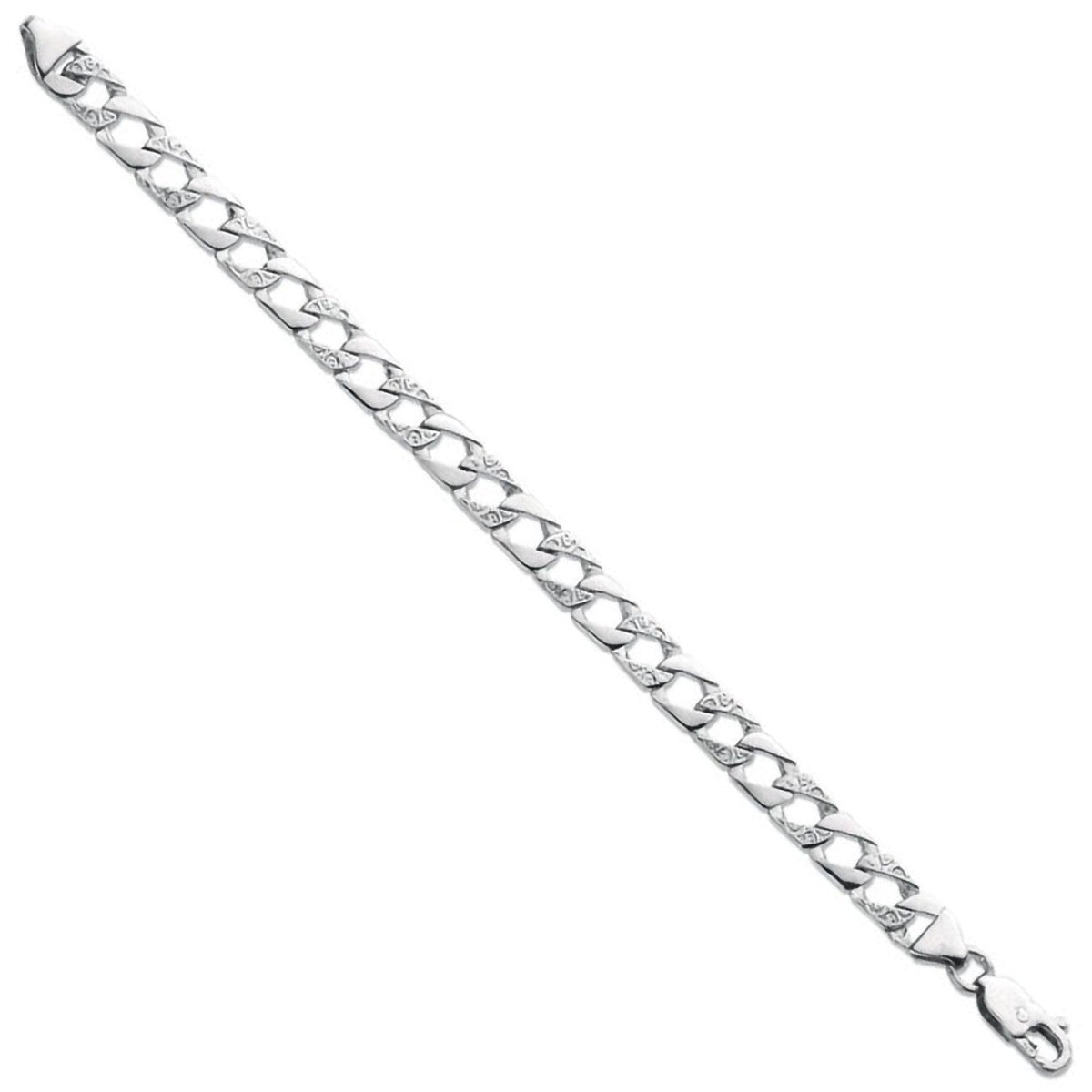 Sterling Silver Luxury Plain & Bark Casted Curb Baby 6" Bracelet - Samuel Perry