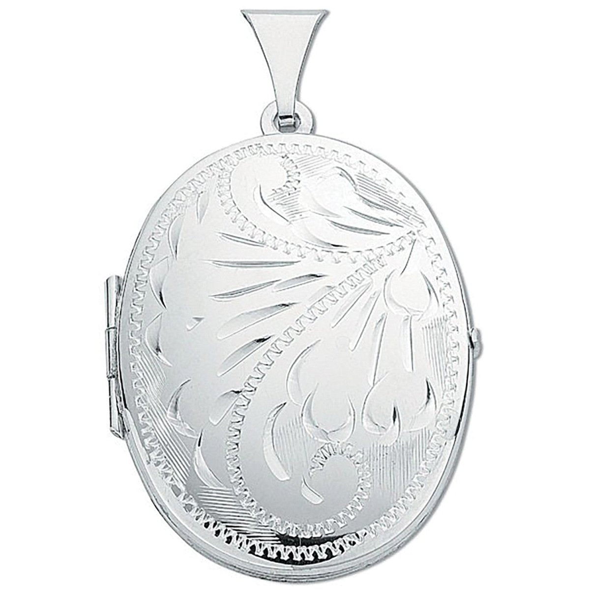 Sterling Silver Medium Engraved Oval Locket – Classic & Timeless - Samuel Perry