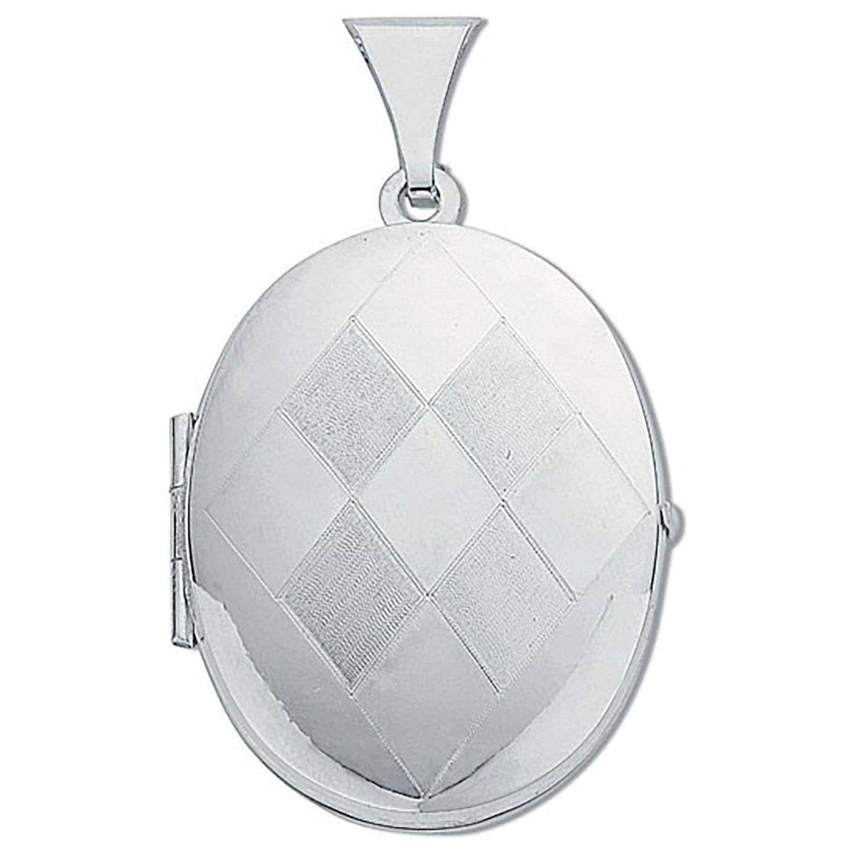 Sterling Silver Medium Engraved Oval Locket – Elegant Keepsake - Samuel Perry