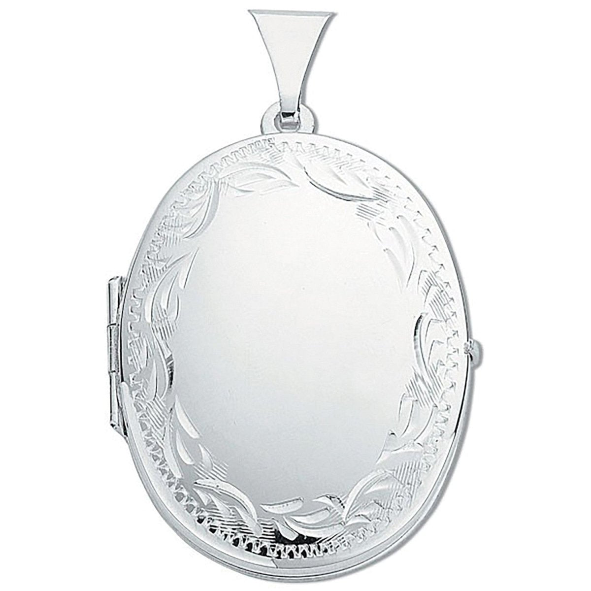 Sterling Silver Medium Engraved Oval Locket – Elegant & Timeless - Samuel Perry