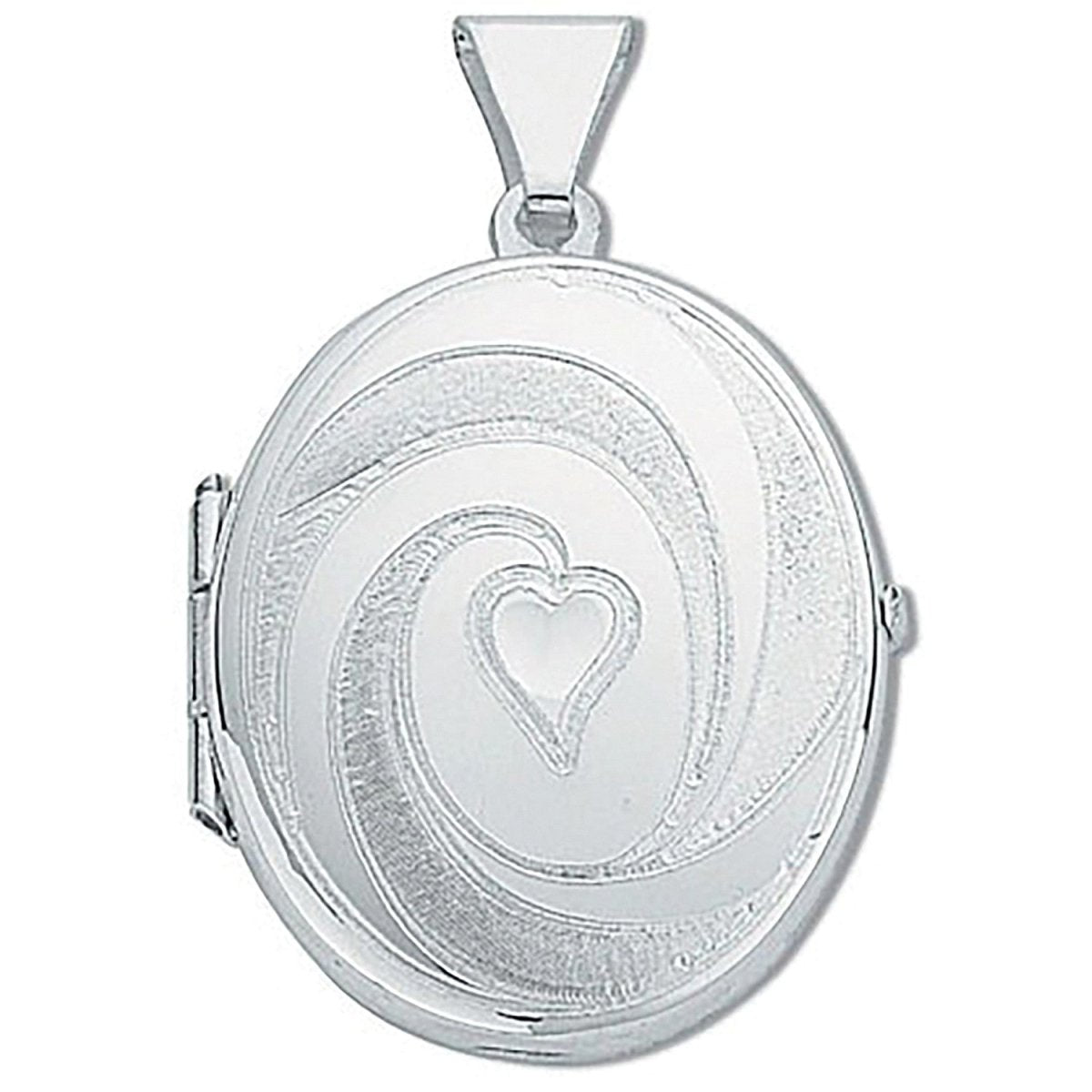 Sterling Silver Medium Engraved Oval Locket – Elegant & Timeless - Samuel Perry