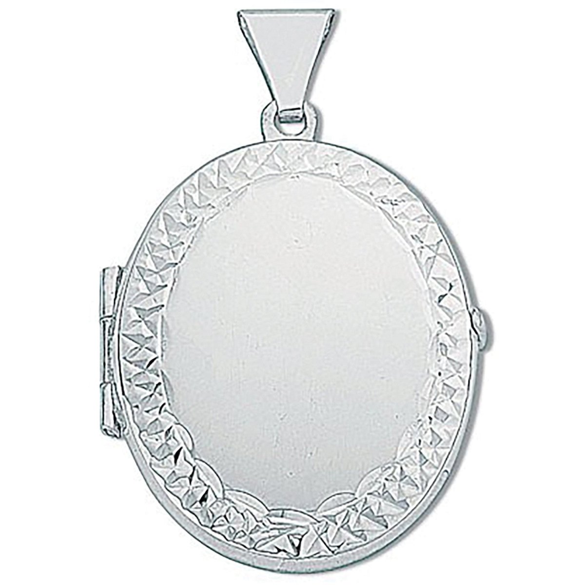 Sterling Silver Medium Engraved Oval Locket – Timeless Elegance - Samuel Perry