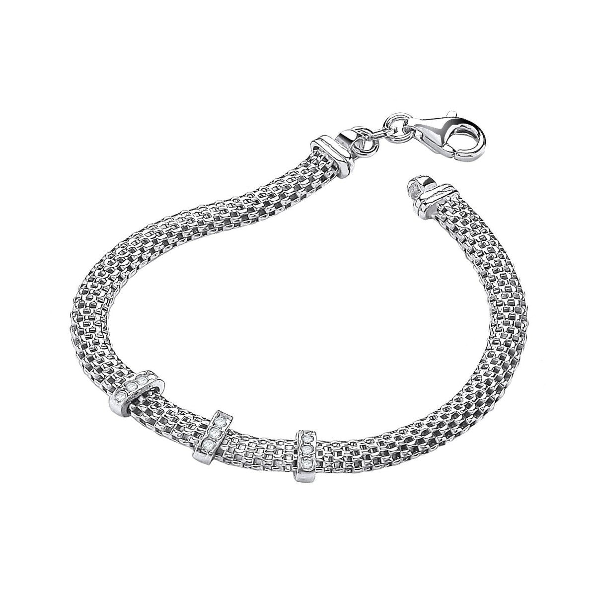 Sterling Silver Mesh CZ Bracelet - Samuel Perry