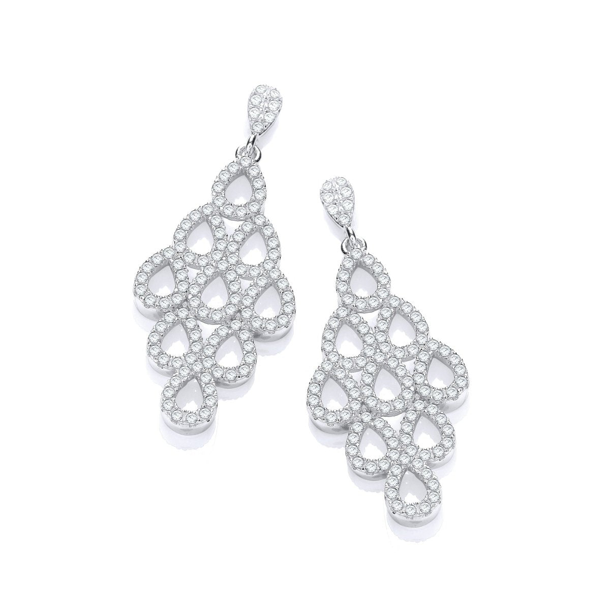 Sterling Silver Micro Pave CZ Drop Earrings - Samuel Perry
