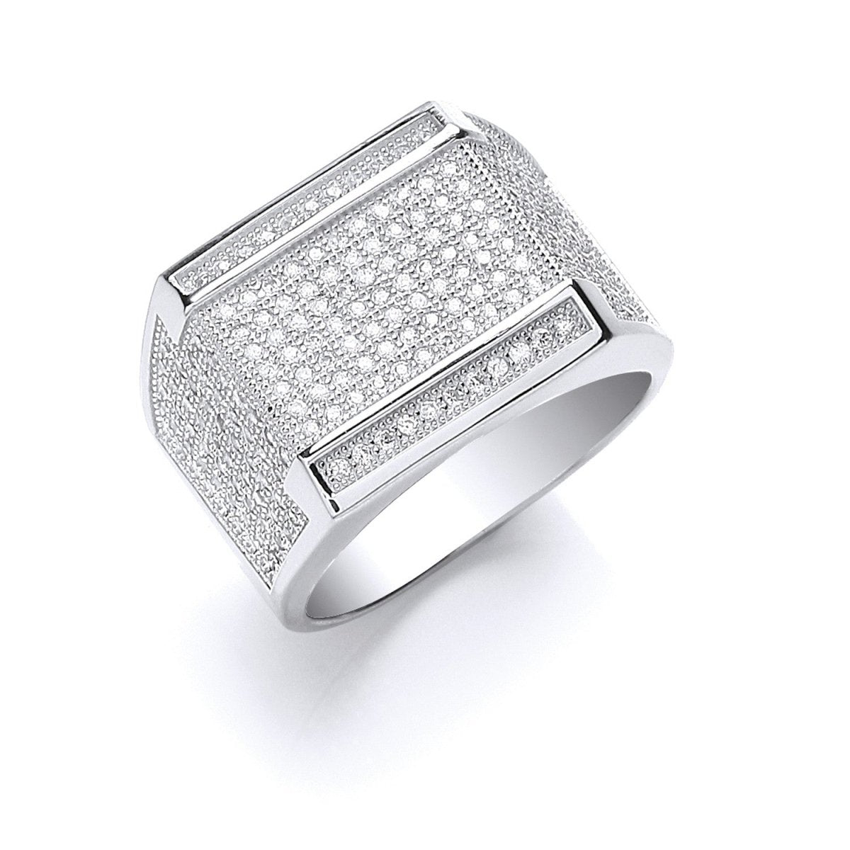 Sterling Silver Micro Pave' Cz Gents Ring - Samuel Perry