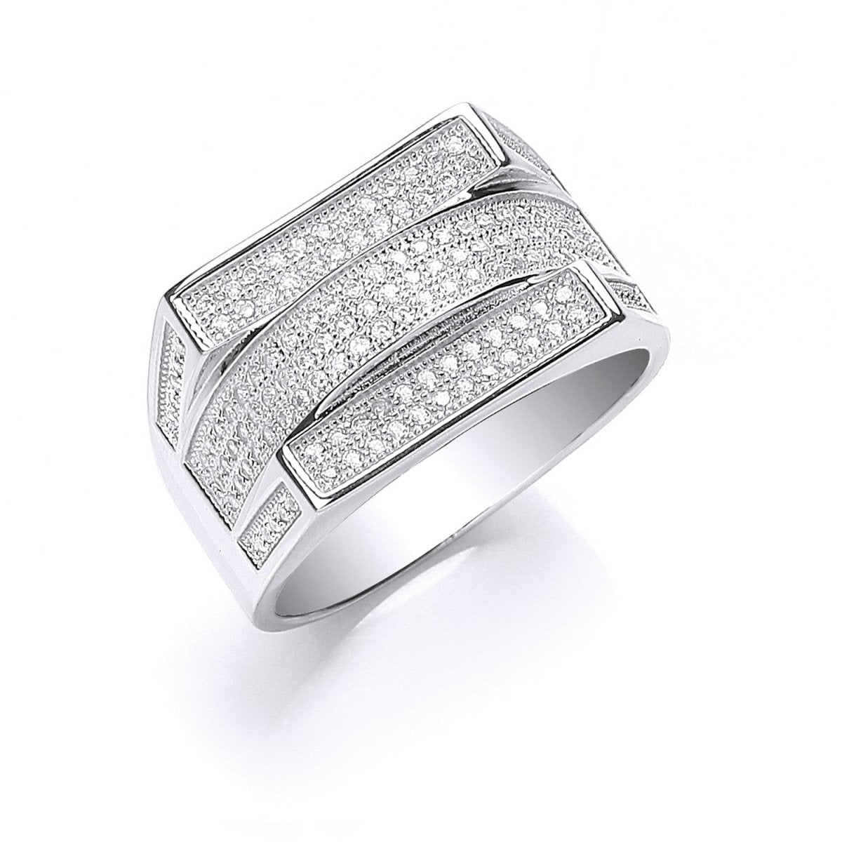 Sterling Silver Micro Pave' Cz Gents Ring - Samuel Perry