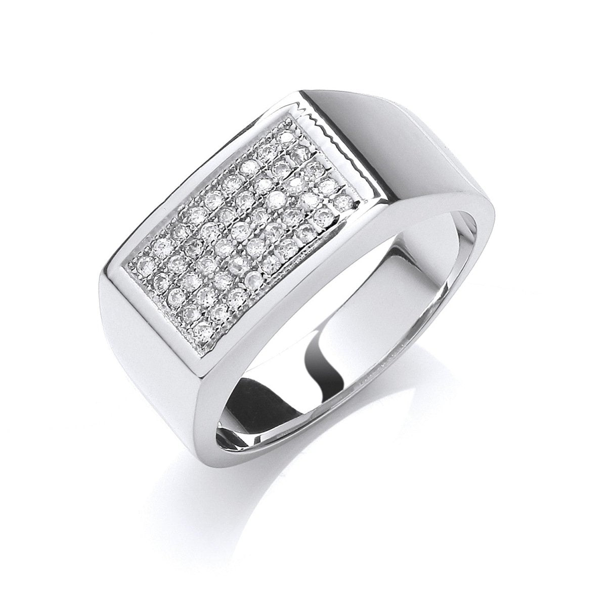 Sterling Silver Micro - Pave Cz Gents Ring - Samuel Perry