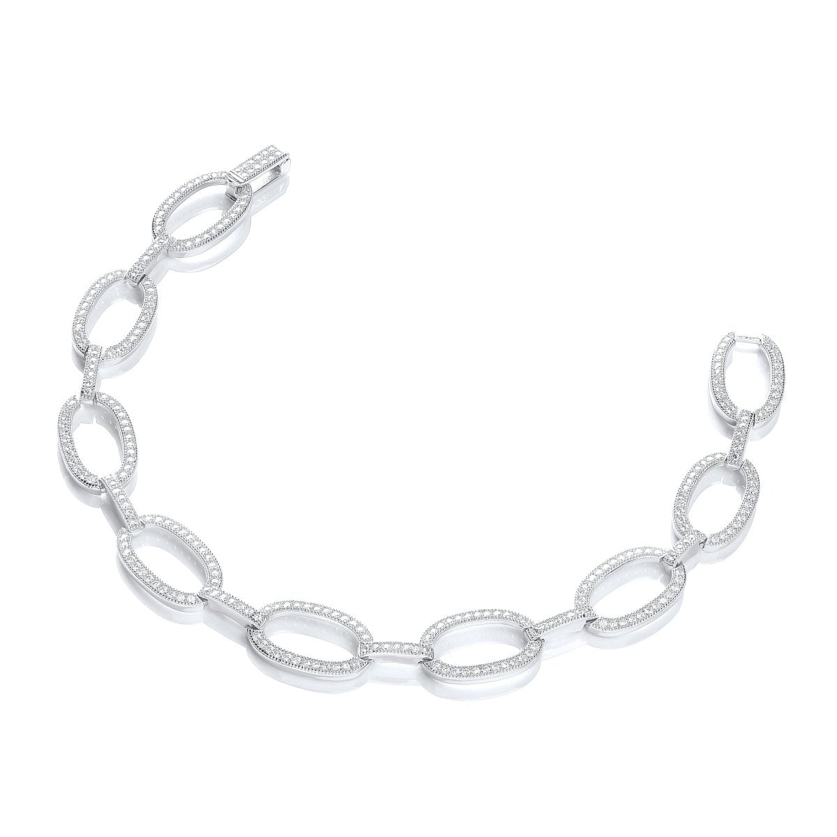 Sterling Silver Micro Pave CZ Oval Bracelet - Samuel Perry
