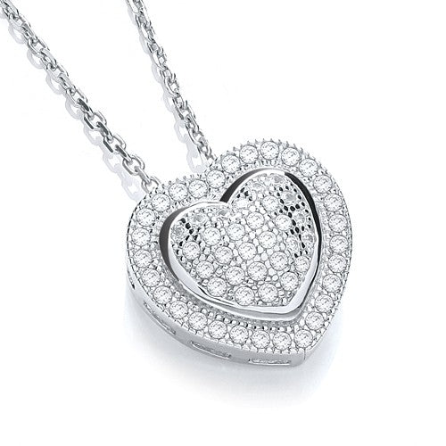 Sterling Silver Micro Pave Heart CZ Necklace - Samuel Perry
