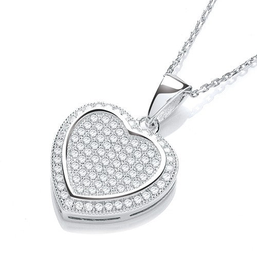 Sterling Silver Micro Pave Heart CZ Necklace - Samuel Perry