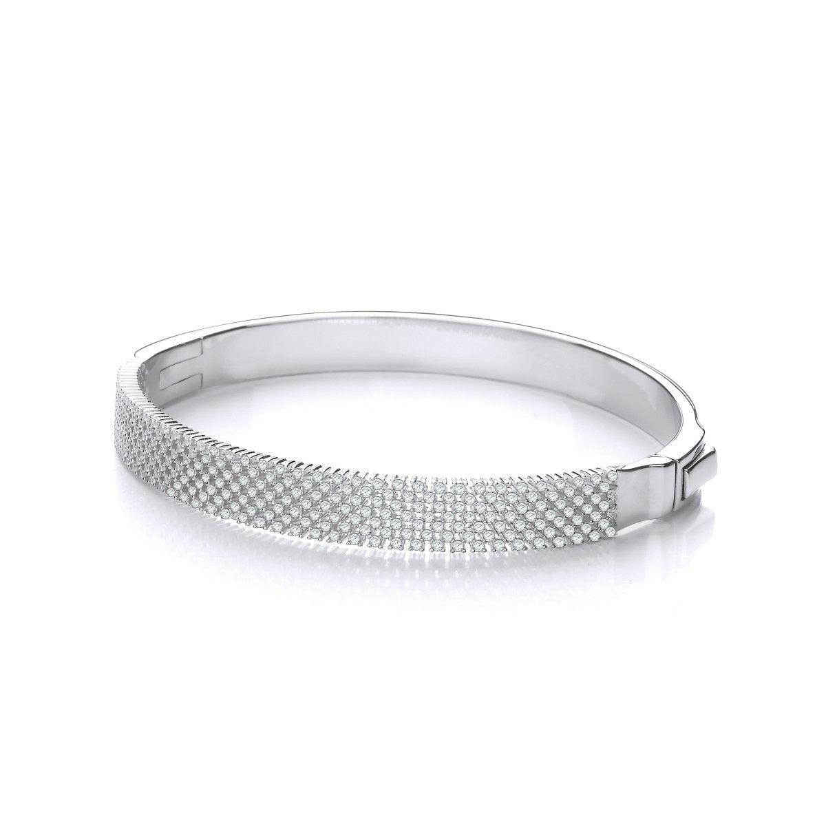 Sterling Silver Micro Pave Multi Row CZ Bangle - Samuel Perry