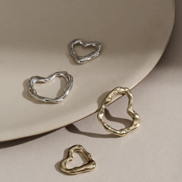 Sterling Silver Molten Heart Necklace - Large - Samuel Perry