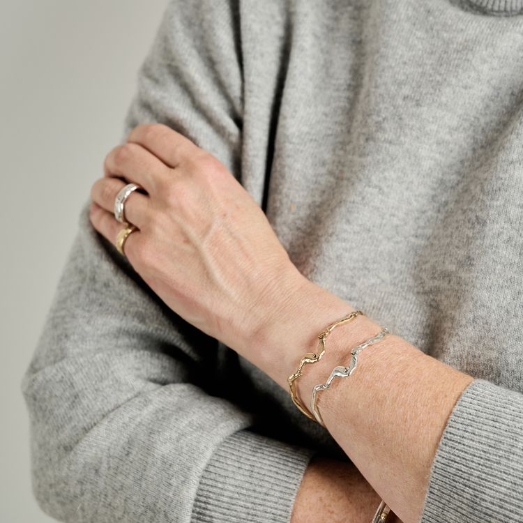 Sterling Silver Molten Wiggle Bangle - Samuel Perry